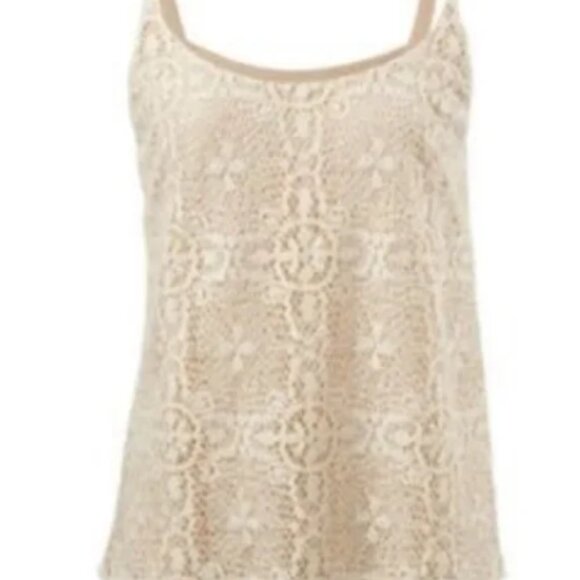 Cabi Cami Cream Crochet Lace Tank Camisole with Beaded Boho Triple Strand - Picture 2 of 5